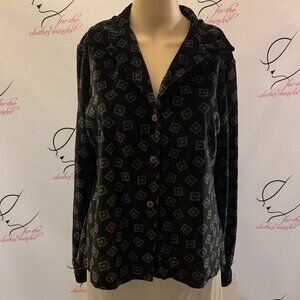 Basic Equipment. Sz Medium. Button up. Long Sleeve Velour Shirt or P.J.s. B76